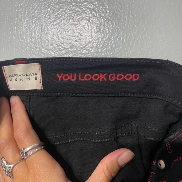 Alice & Olivia Skinny sequin black jeans - Picture 7 of 7